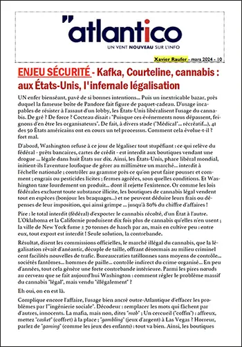 ENJEU SÉCURITÉ – Kafka, Courteline, cannabis : aux États-Unis, l’infernale légalisation