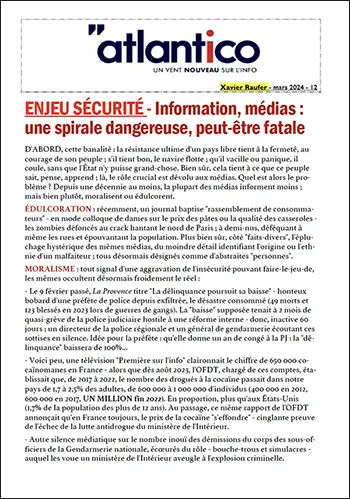 ENJEU SÉCURITÉ – Information, médias : une spirale dangereuse, peut-être fatale