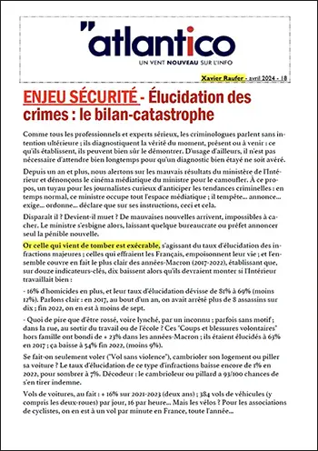 ENJEU SÉCURITÉ – Élucidation des crimes : le bilan-catastrophe