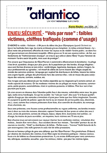 ENJEU SÉCURITÉ – « Vols par ruse » : faibles victimes, chiffres trafiqués (comme d’usage)