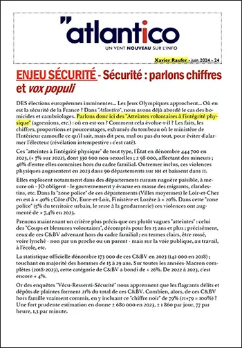 ENJEU SÉCURITÉ – Sécurité : parlons chiffres et vox populi