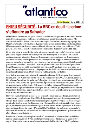 ENJEU SÉCURITÉ – La BBC en deuil : le crime s’effondre au Salvador