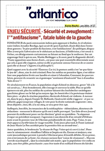 ENJEU SÉCURITÉ – Sécurité et aveuglement : l’ « antifascisme » , fatale lubie de la gauche