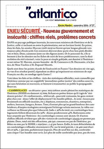 ENJEU SÉCURITÉ – Nouveau gouvernement et insécurité : chiffres réels, problèmes concrets